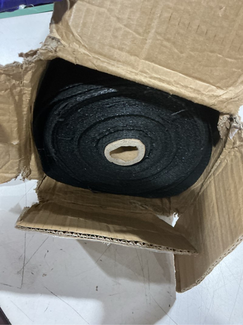Condition photo showing As Is for rintea 4ftx300ft weed barrier fabric, 3.2oz landscape fabric, durable weed barrier fabric heavy duty with 20 u-shaped securing pegs for landscaping weed blocker garden bed cover, commercial driveway