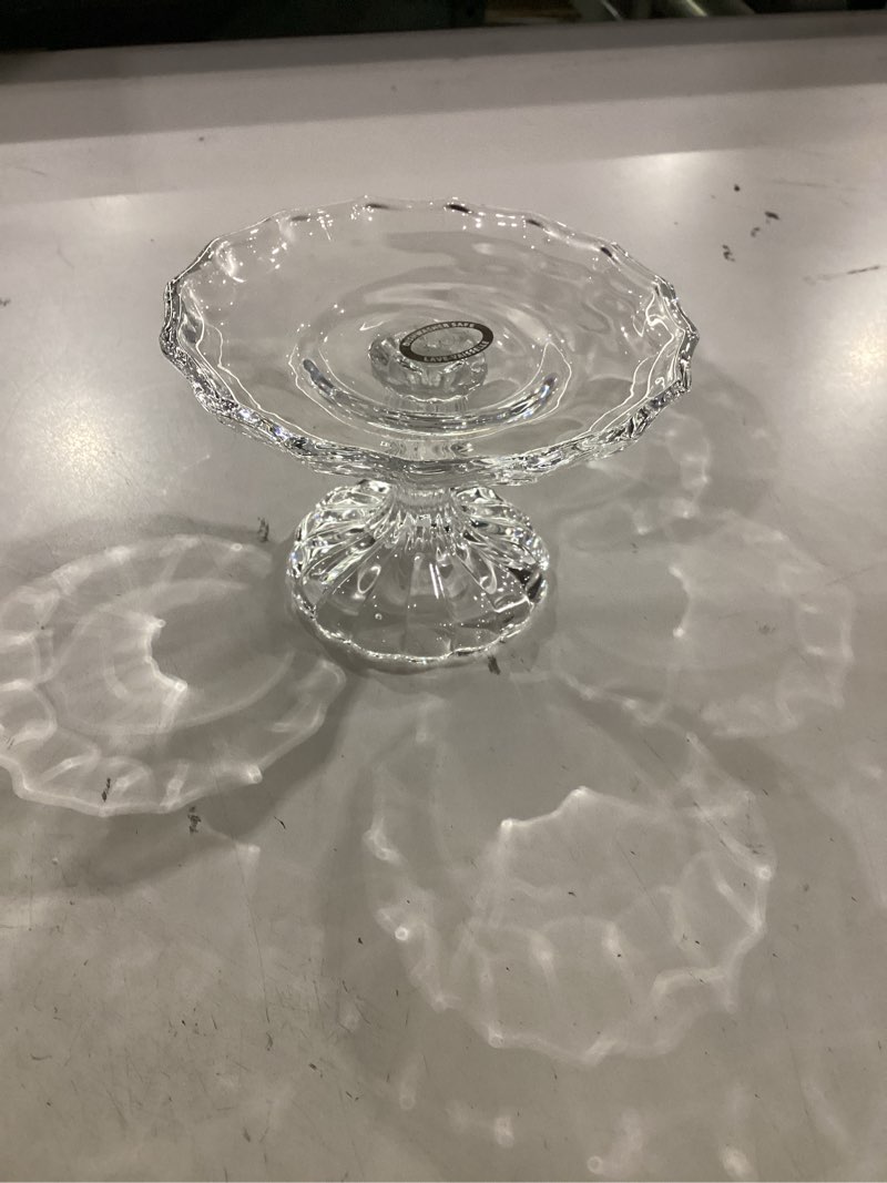 Condition photo showing Good Condition for abbott collection embossed pedestal plate, small , 4-inch, clear, glass