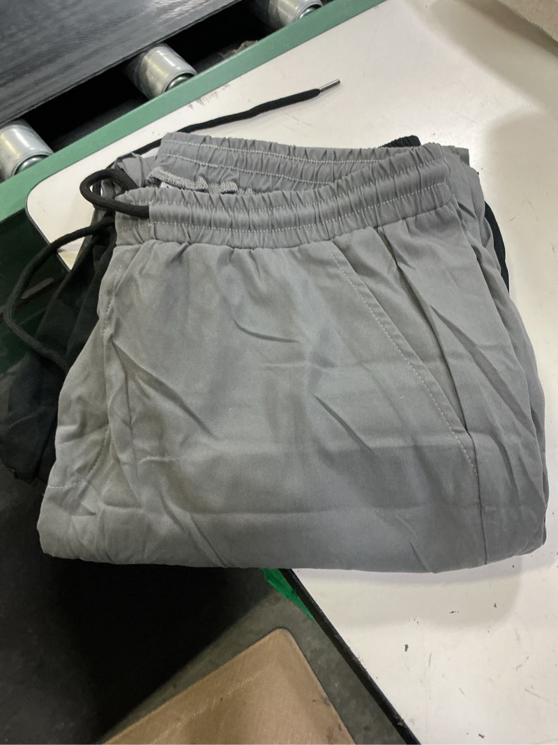 Condition photo showing Good Condition for 2 pc plepan men's casual cargo pants drawstring hiking workout tactical joggers sweatpants for men with pockets medium black & dim grey