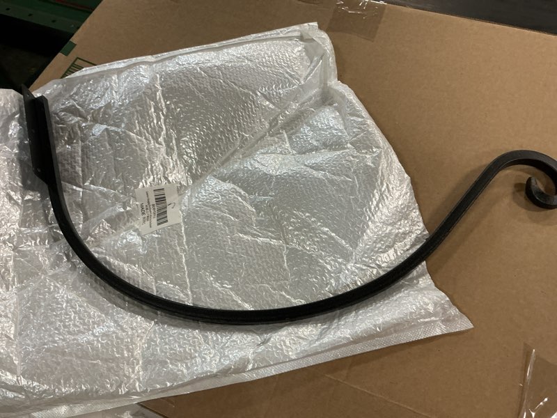 Condition photo showing As Is for heavy duty plant hanger bracket (8"/black) -2 packs, 35lbs weight capacity - outdoor hand-forged hanging plant bracket durable and stable bird feeder hanger 1a-8“ 2pcs