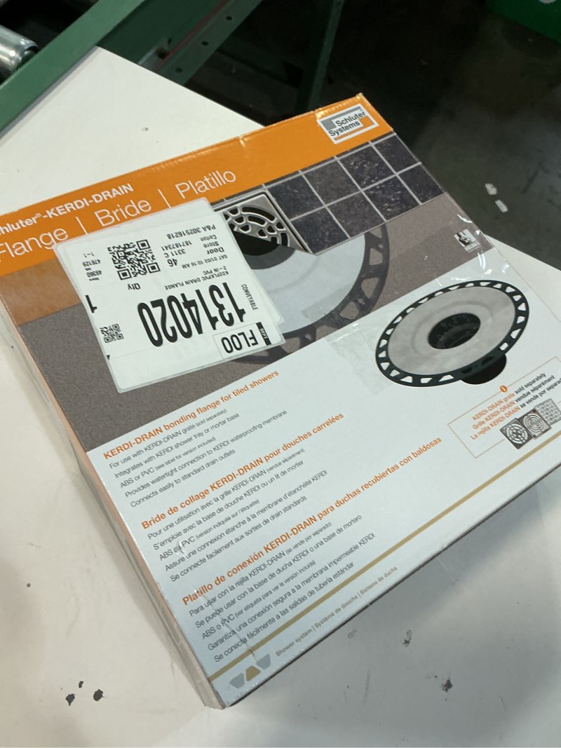 Condition photo showing As Is for Schluter Kerdi-Drain PVC Shower Flange Kit with Preformed Waterproofing Corners - Ideal for New and Renovation Projects - 2" Outlet, Easy Installation - KD2FLKPVC