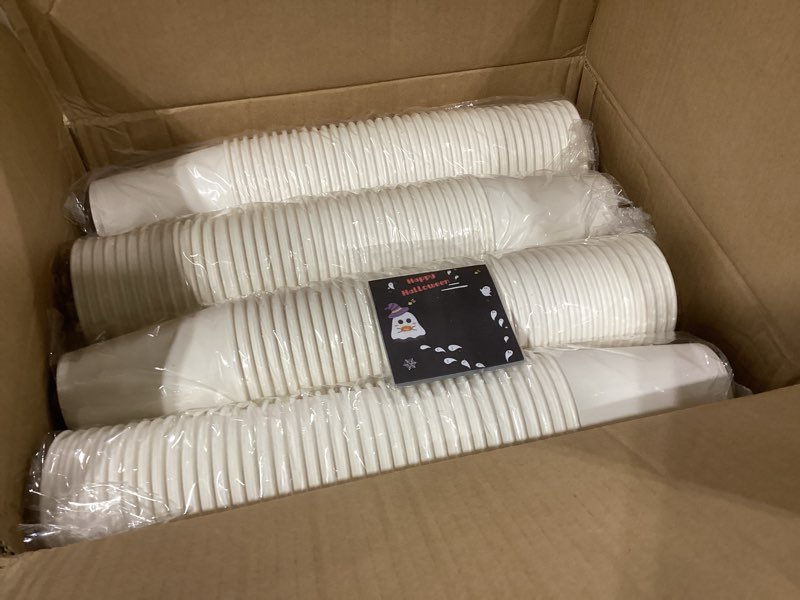 Condition photo showing New/Like New for 12 oz disposable coffee cups 300 pack, bpa free leak proof white paper coffee cups 12 oz, 300gsm thickened unbleached cups for hot & cold drinks, home office parties white-12oz 300 only cups