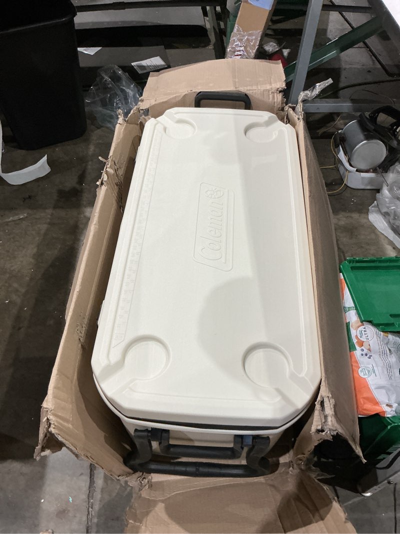 Condition photo showing Good Condition for coleman classic series insulated portable cooler, leak-resistant outdoor hard cooler keeps ice up to 5 days, 100 quart, desert sand