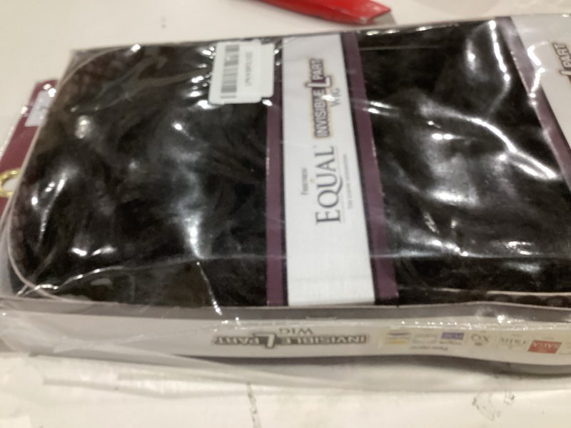 Condition photo showing As Is for equal invisible l part wig - chasty 2 drk brn dark brown 2
