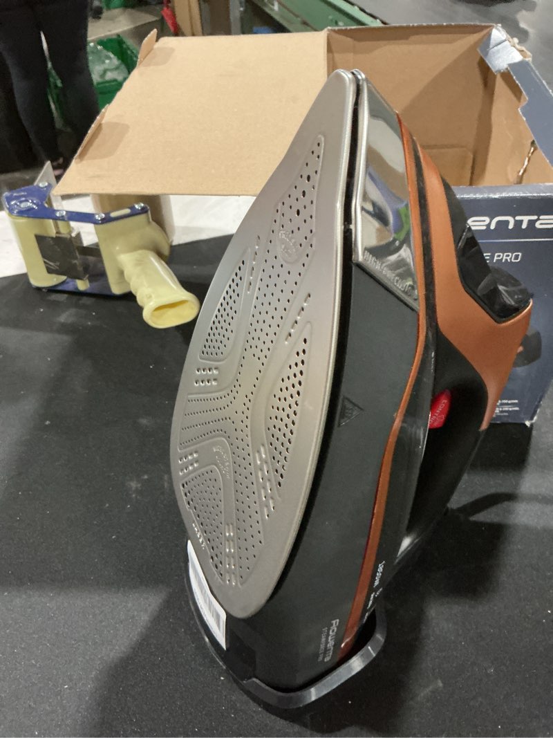 Condition photo showing As Is for Rowenta Iron Steam Force Pro Steam Iron for Clothes, 1850 Watts, 5 Presets Smart Screen, Stainless Steel Soleplate, High-Efficiency Handheld Ironing, Black Copper, DW9580 Ultimate Steam Power, Perfect Results