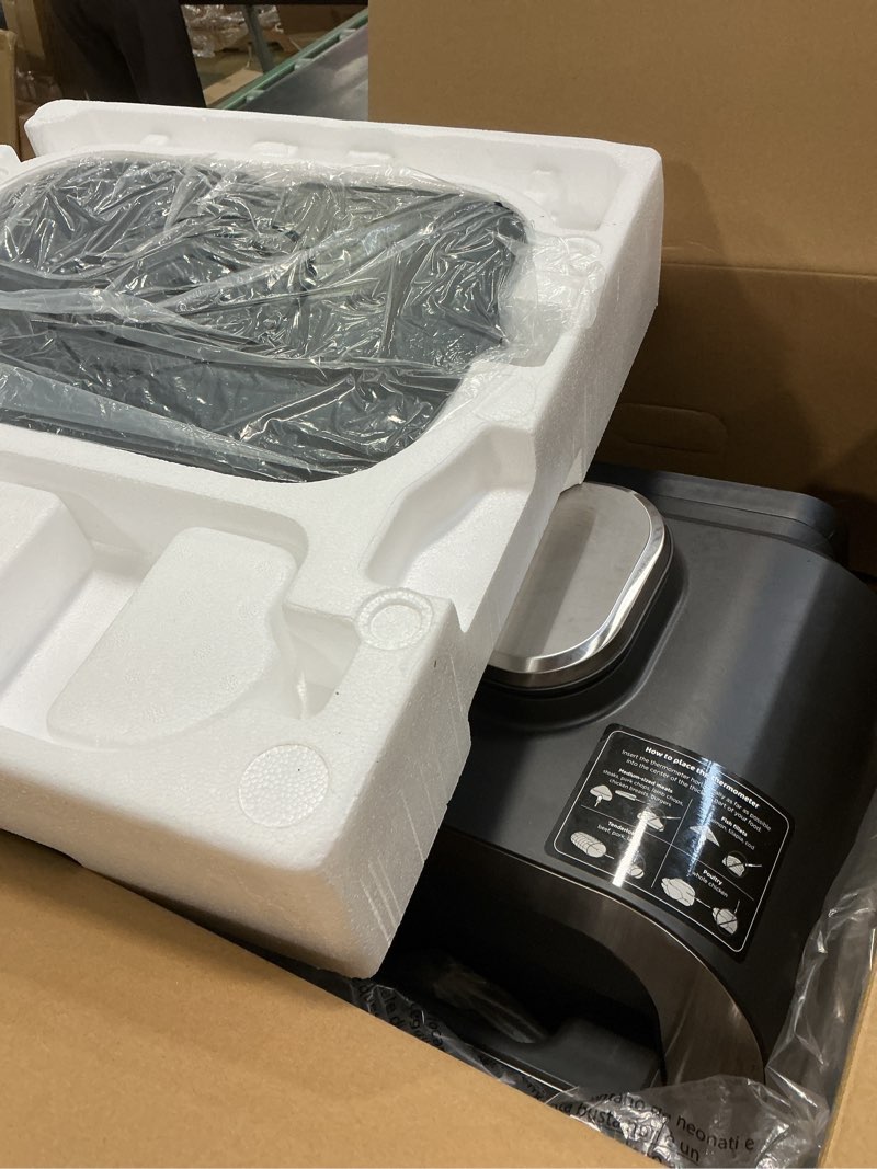 Condition photo showing Good Condition for Ninja DG551 Foodi Smart XL 6-in-1 Indoor Grill with Air Fry, Roast, Bake, Broil, & Dehydrate, Foodi Smart Thermometer, 2nd Generation, Black/Silver 6-in-1 With Thermometer