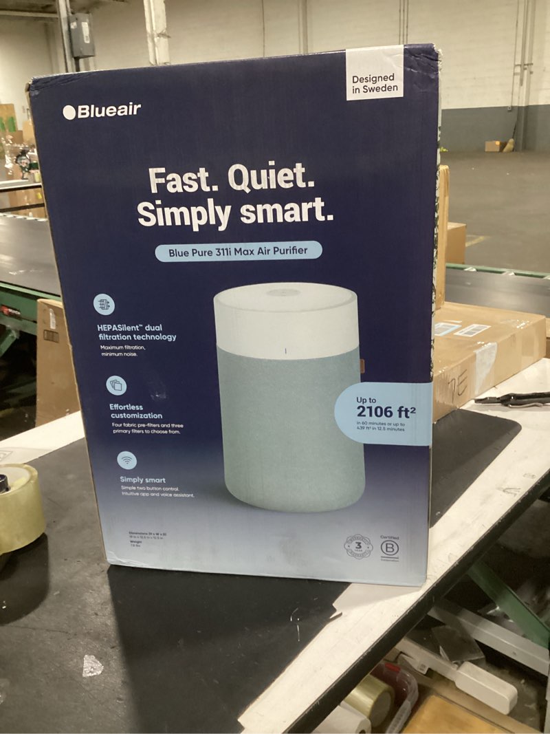 Condition photo showing New/Like New for blueair air purifiers for medium rooms, bedroom, kitchen, cleans 1,858 sqft in one hour, hepasilent smart air cleaner for home, pets, allergies, virus, dust, mold, smoke - blue pure 311i max