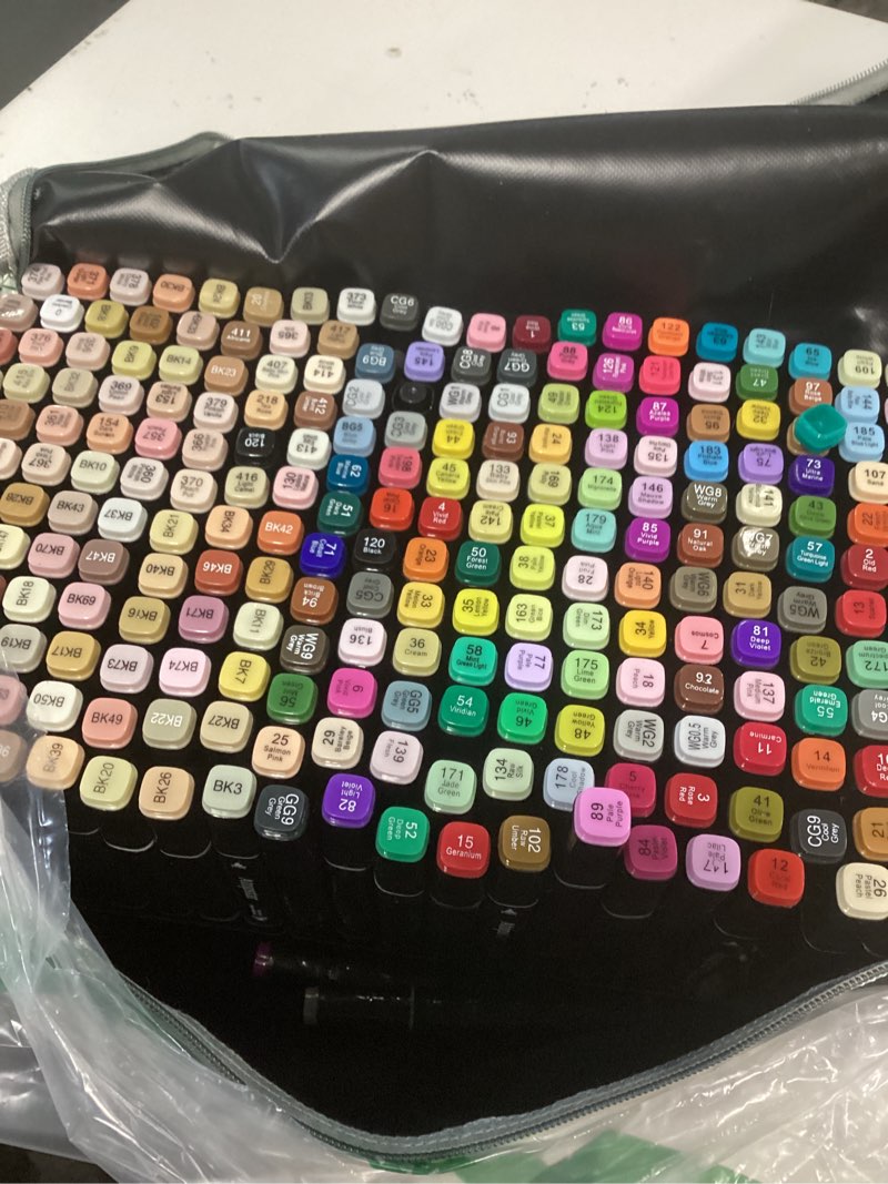 Condition photo showing Good Condition for atopshiny alcohol markers 262 colors drawing pens set dual tip permanent art markers for kids and adult gifts -262 black shell refillable
