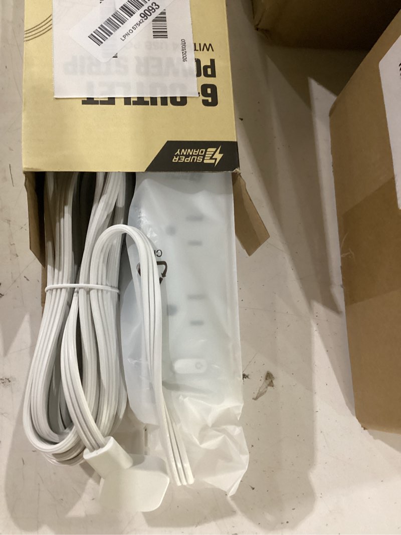 Condition photo showing Good Condition for 15 ft extension cord with multiple outlets, long extension with 6 outlets 4 usb ports(2 usb c), flat plug surge protector power strip for home, office supplies, dorm essentials white 15 ft