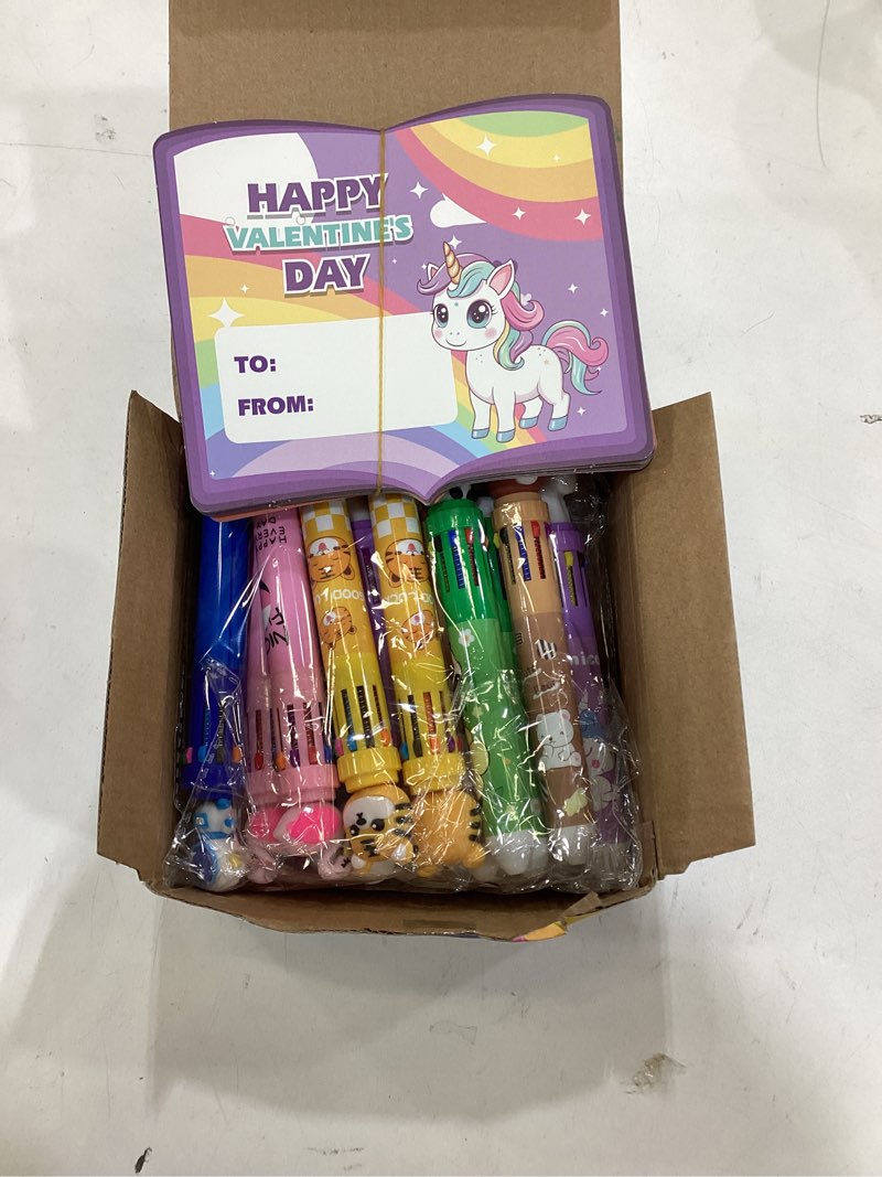 Condition photo showing New/Like New for Valentines Day Cards for Kids School, 24 Pack Valentines Day Cards for Kids with Multicolor Ballpoin