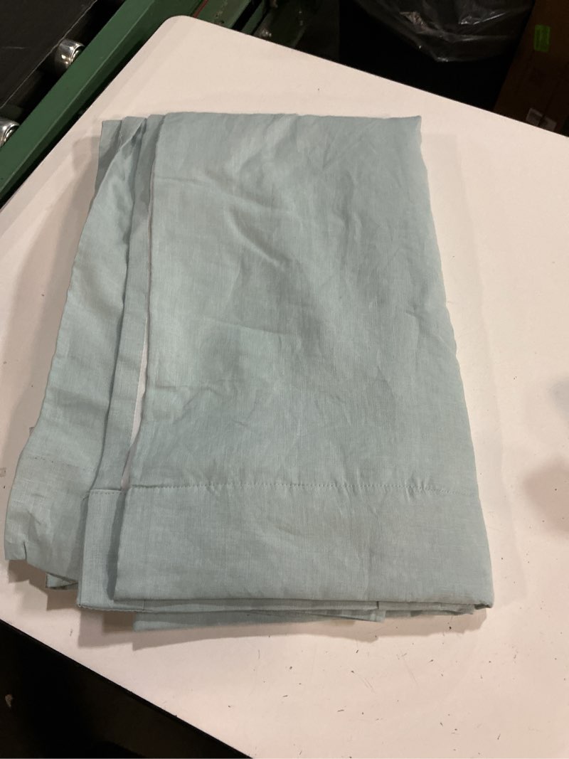 Condition photo showing As Is for european linen true blackout curtain light blue 