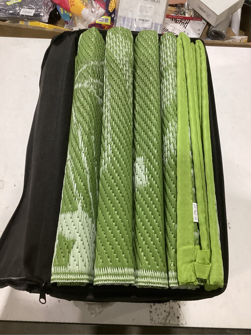 Condition photo showing Good Condition for (Similar To) (Green and White)Pauwer Waterproof Outdoor Rug 5x8, Reversible Plastic Straw Patio Camping Rug, Indoor Outdoor RV Mat Carpet for Deck, Camper, Porch, Balcony, Backyard, Picnic, Leaf Brown 5' x 8' (Rectangular) Leaf Brown