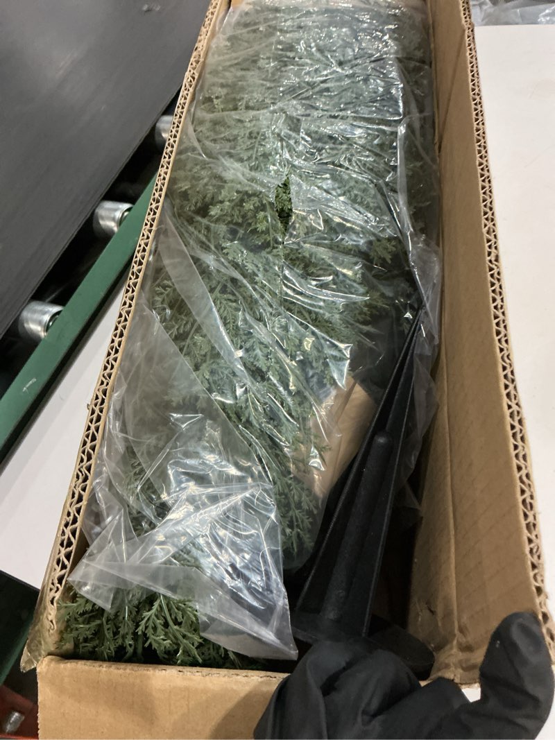 Condition photo showing Good Condition for 3FT Artificial Cedar Topiary Trees with Ground Spike, Set of 2 UV Resistant Fake Evergreen Bushes Shrubs Trees Artificial Plants Realistic Faux Cypress Plants for Indoor Outdoor Front Porch Garden