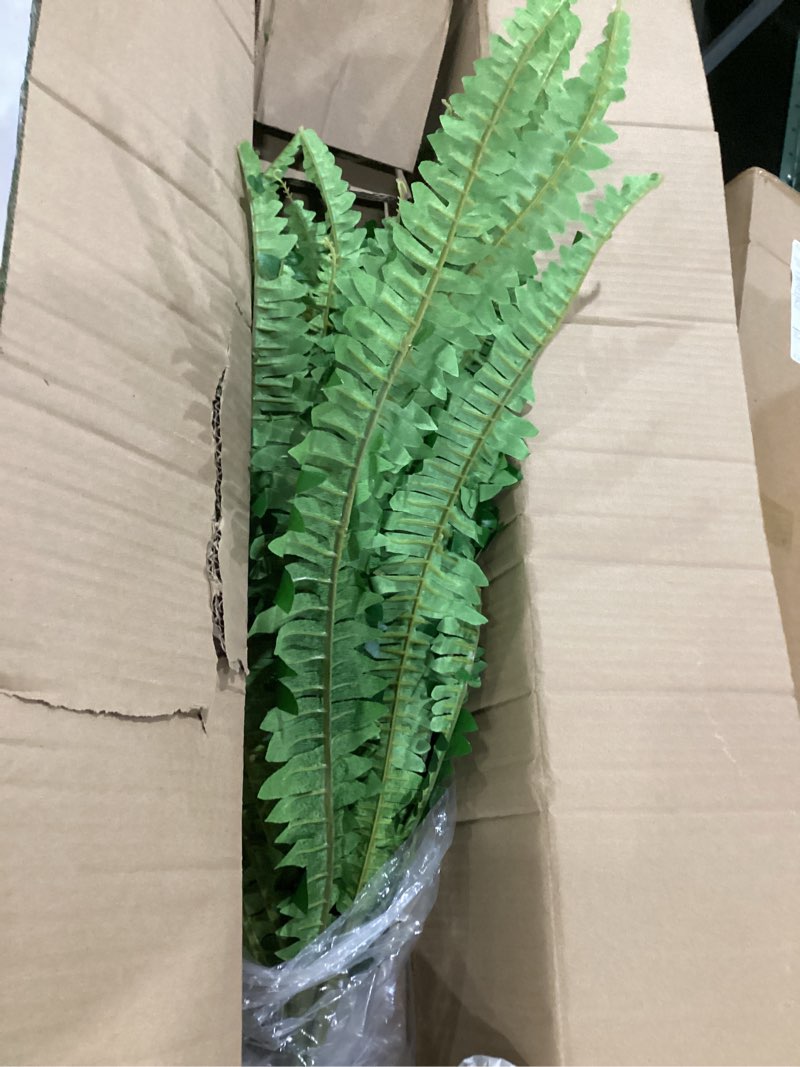 Condition photo showing Good Condition for single silky artificial boston fern bush, 49inch large artificial ferns for outdoors, large faux ferns artificial plants,suitable for decorating office, living room faux greenery,95branches
