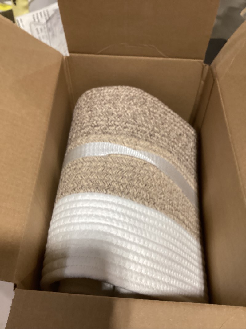 Condition photo showing Good Condition for Blanket Basket,Rectangle Woven Baskets for Storage,65L Laundry Basket for Decorative Nursery Blanket,Toys,Dirty Clothes and Magazine in Shelves,Baby Room,and Living Room 65L ?Brown