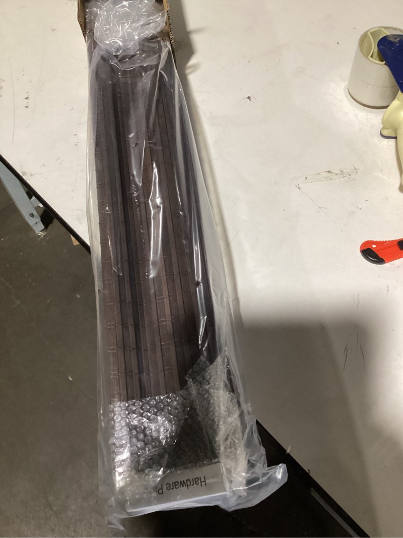 Condition photo showing Good Condition for SEEYE Cordless Bamboo Roman Shades, Blackout Natural Bamboo Blinds for Indoor Windows, Roll Up Blind Privacy Shade for Home, Office, Door, UV Resistant & Easy to Install, 26" W x 64" H, Brown Privacy - Brown 26"W x 64"H