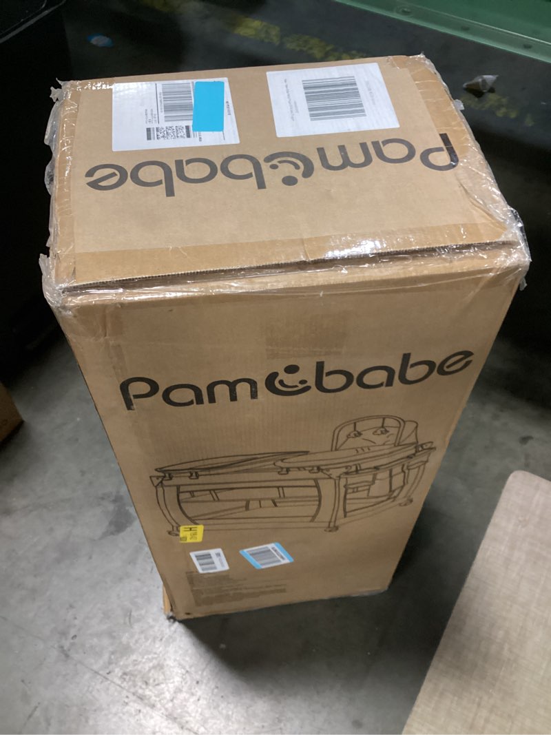 Condition photo showing New/Like New for Pamo Babe Magic Fold Pack and Play with Bassinet 1 Step Set Foldable Playards Baby Playard with Changing Table Portable Playpen with Zip Door Spanish Grey Magic Fold