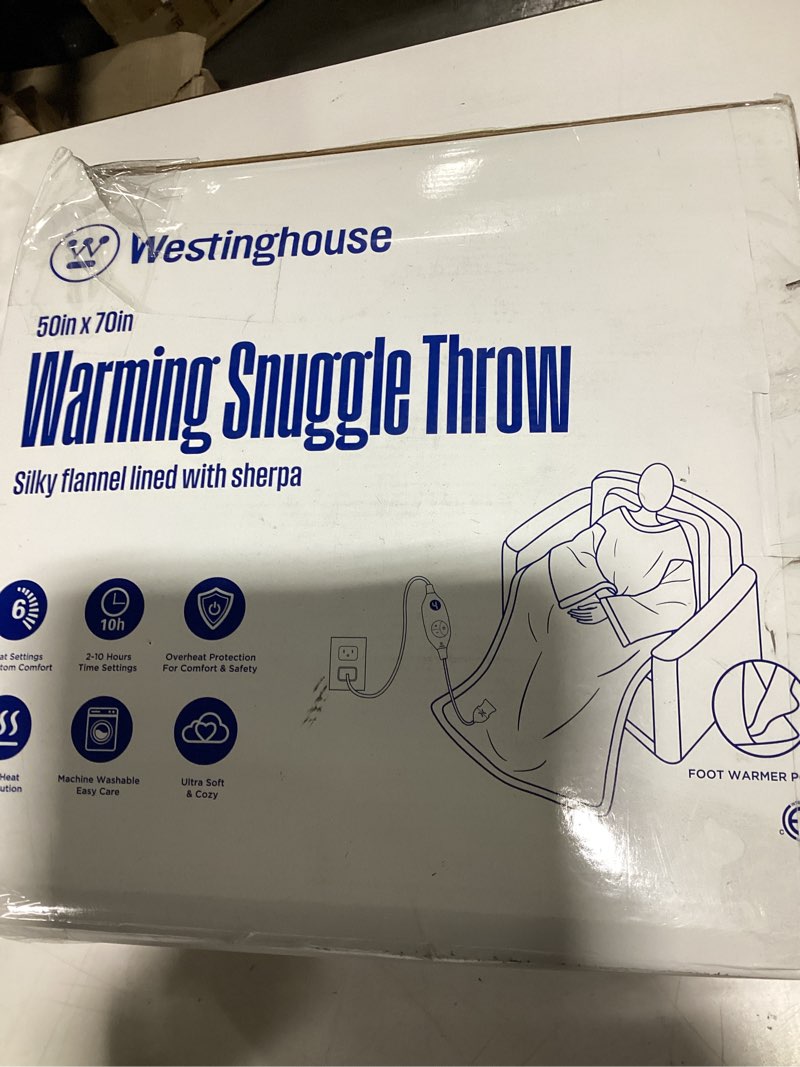 Condition photo showing Good Condition for Westinghouse Electric Snuggle Throw Blankets with Foot Pocket, Wearable Heated Blanket with Sleeves,