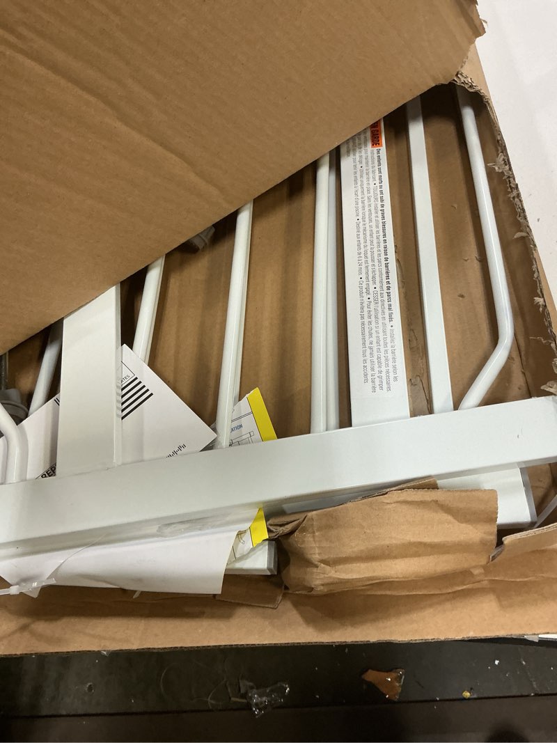 Condition photo showing Good Condition for regalo safety 38" baby gate for doorways & bottom of stairs, pressure mount design for babies, toddlers & pets, tested & safe for 30 years, american designed, american owned, white white 29-38.5"w x 30"h