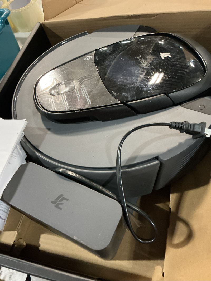 Condition photo showing As Is for 3i g10+ robot vacuum and mop combo, 18,000 pa suction, 60-day hands-free cleaning with quiet debris compression, smart lidar navigation, auto extension along edges, ideal for hard floors & carpets