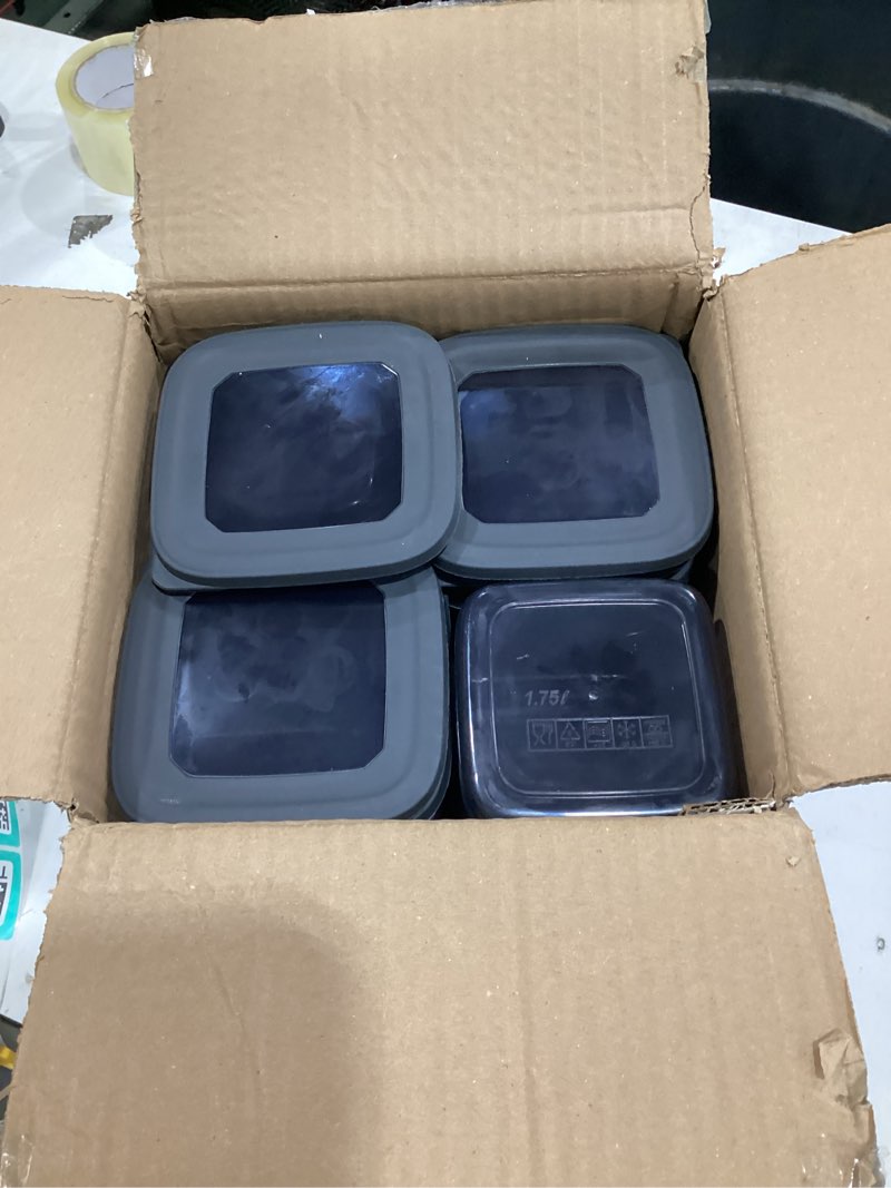 Condition photo showing As Is for t&d home goods storage jars with lid, airtight, set of 12 storage containers, bpa-free, storage container for cereal, flour, kitchen, practical organiser kitchen, (12, 3 square diff size) 12 square