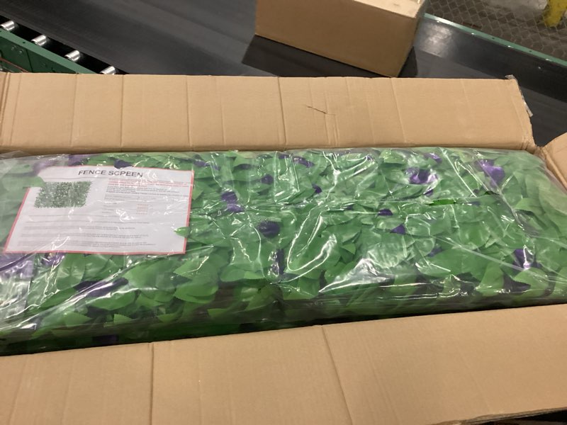 Condition photo showing New/Like New for expandable fence privacy screen for balcony patio outdoor,decorative faux ivy fencing panel,artificial hedges (single sided leaves) (4, purple flowers) 4 purple flowers