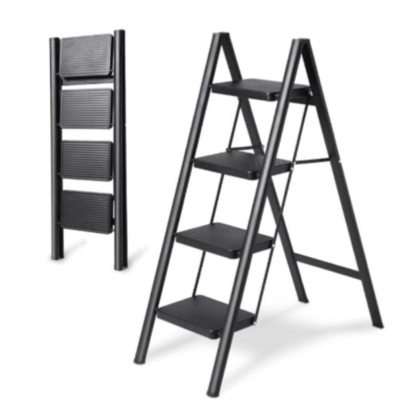 4 Step Ladder Folding Step Stool, Heavy Duty 330 Lbs Load Step Ladders for Home, Tall Kitchen/Closet