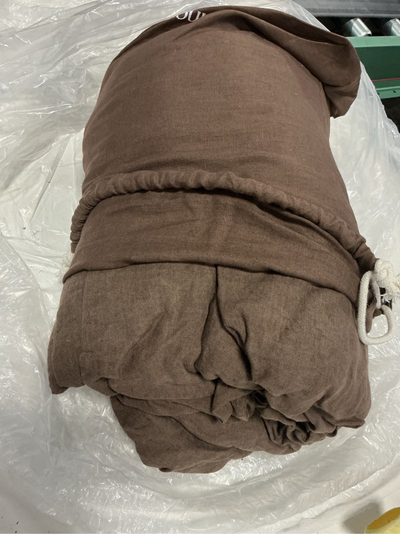 Condition photo showing As Is for european linen duvet cover, king/cal king, espresso