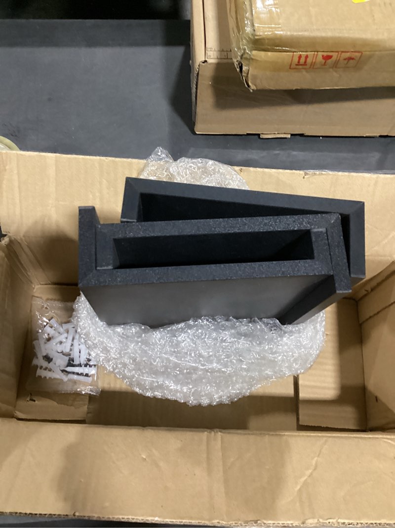 Condition photo showing As Is for RICHER HOUSE 5 Set Floating Wall Mounted Shelves, Black Shelves for Wall Decor, Modern Picture Ledge Shelf with Lip for Storage, Nursery, Bedroom, Living Room, Bathroom - Black Black 5pcs*15.75in