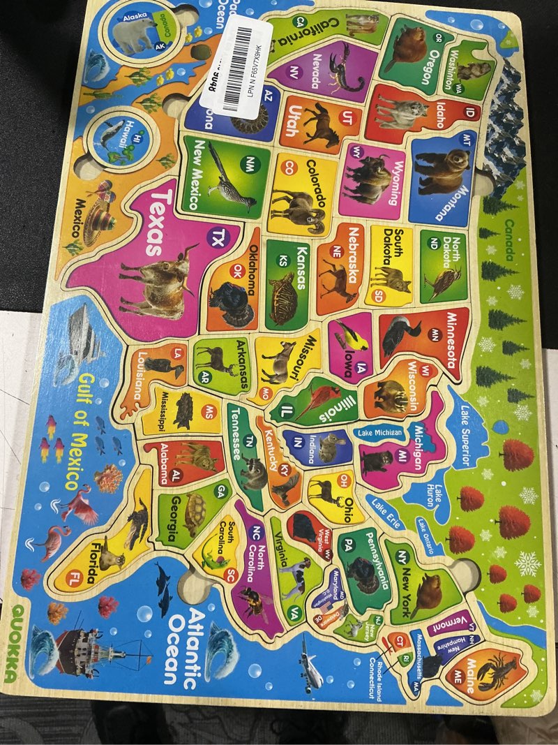 Condition photo showing Good Condition for quokka wooden puzzles for kids ages 4-6 - 2 realistic usa and world map puzzles for toddlers 3-5 - montessori wood educational toys for 2-4 years old - geography learning games for kids 6-8 3. wood real maps x2
