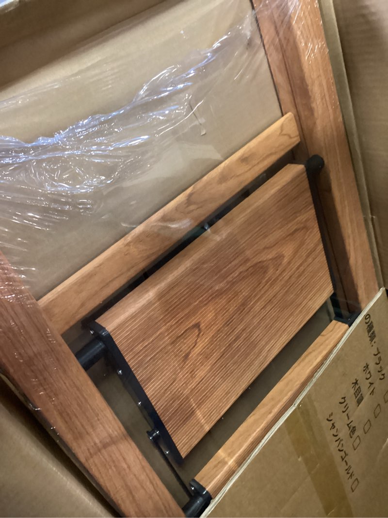 Condition photo showing Good Condition for GameGem 4 Step Ladder, Aluminum Folding Step Stool with Anti-Slip Sturdy and Wide Pedal, Lightweight Portable Stepladder for Home and Kitchen Use, Woodgrain, 330 lbs Woodgrain 4 STEP