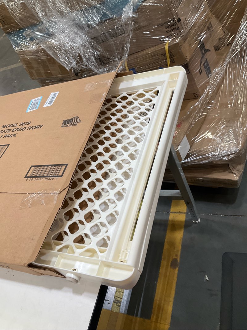 Condition photo showing Good Condition for toddleroo by north states - supergate ergo baby gate: plastic baby gate for stairs & doorways - adjustable indoor safety gate - made in usa - 26 to 42 inches wide - 26 inches tall - ivory