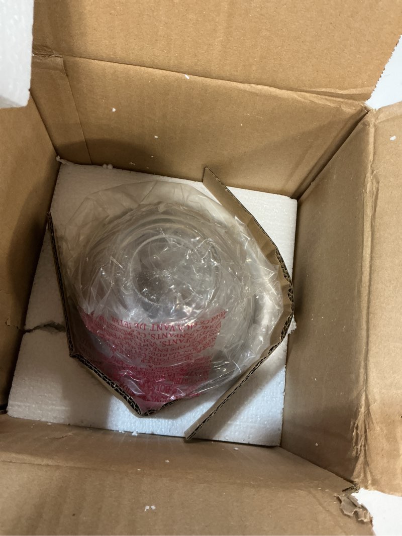 Condition photo showing New/Like New for Aspen Creative 23622-60-3, Clear Glass Shade for Lighting Fixture/Vanity Light/Wall Light, Size: 6-1/8" D. x 4-1/2" H., 3Pcs/Pack