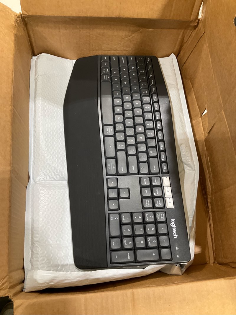 Condition photo showing As Is for Logitech MK850 Performance Wireless Keyboard and Mouse Combo for Windows, macOS & ChromeOS, Bluetooth & 2.4 GHz USB Receiver, Full-Size Ergonomic Keyboard, Multi-Device, Cushioned Palm Rest – Graphite