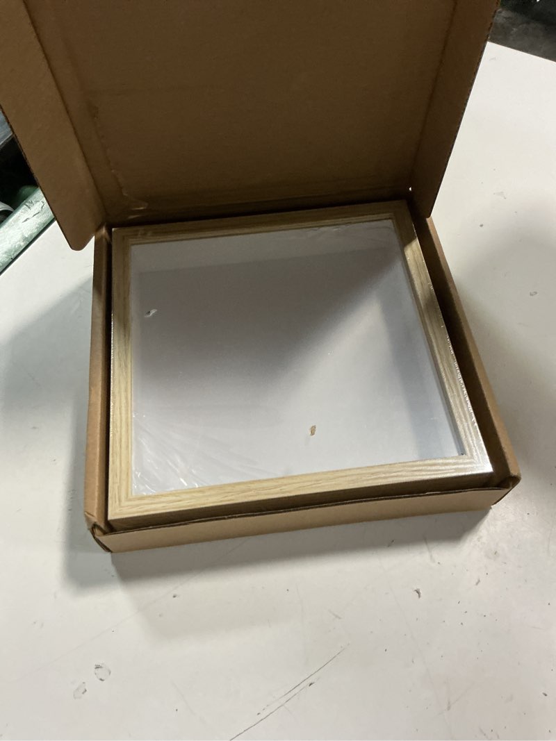 Condition photo showing New/Like New for 8x8 shadow box frame display case with letter stickers, display case box for memorabilia, baby items, crafts,tickets and photos (natural gray, 8x8) | 3d picture frame, display case box for memorabilia, baby items, wedding memories, crafts, tickets and photos