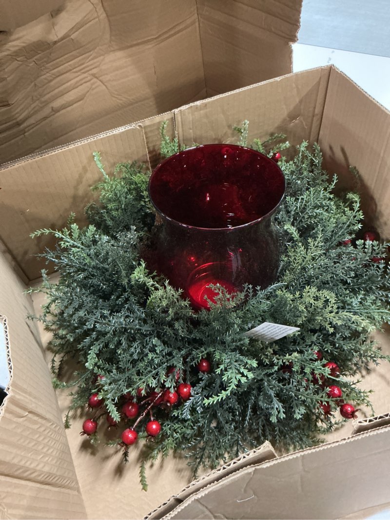 Condition photo showing Good Condition for Nearly Natural Cedar Berry Candelabrum 11'' x 8.75'' x 11''