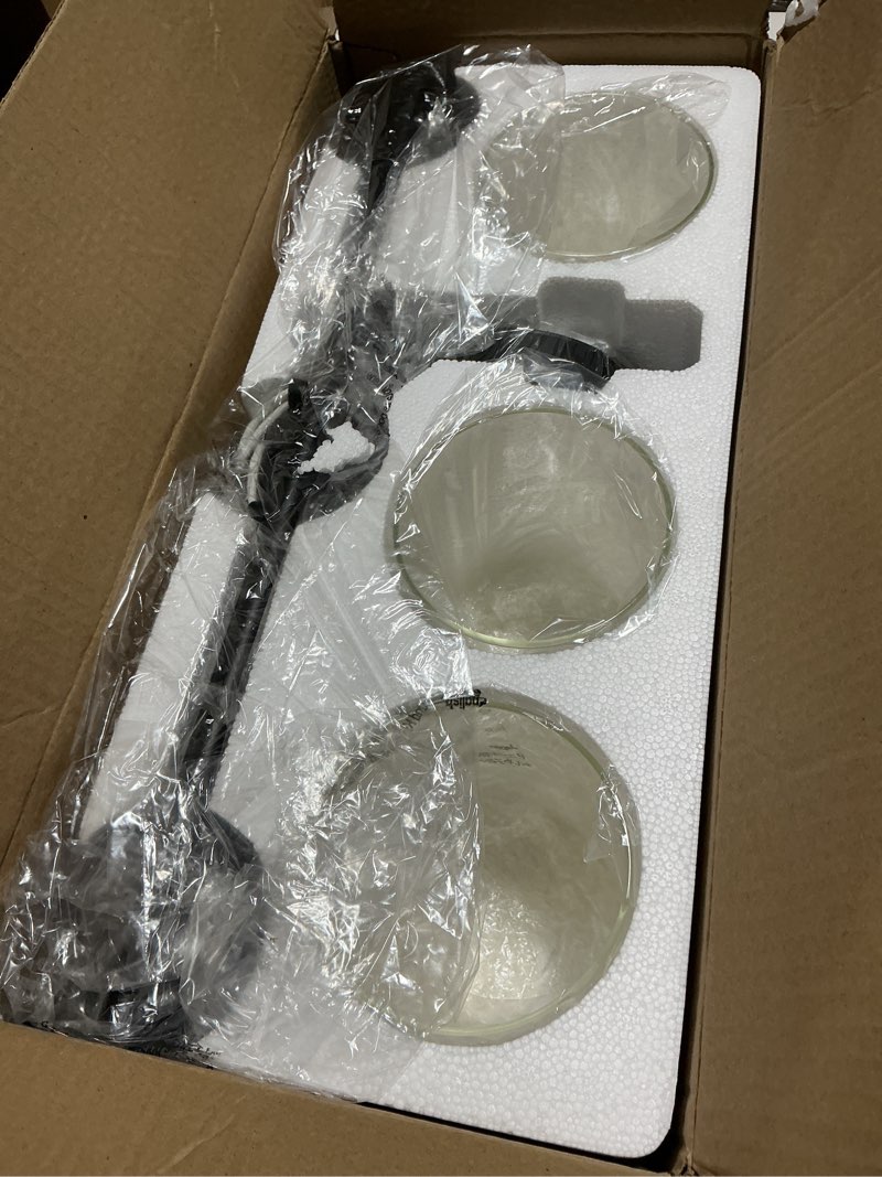 Condition photo showing Good Condition for dllt 3-light bathroom light fixtures: 18.51" black modern vanity lights with clear glass shade - bathroom wall lamp for mirror kitchen living room hallway cabinet porch matte black 3-light