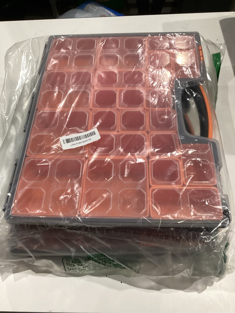 Condition photo showing As Is for EMENTOL 2PCS Multi-Purpose Portable Organizer Box Set with 44-Removable Compartments, 2 Pieces Professional Boxes with Dimension 16.2"L*13"W*2.3"H 2 PCS