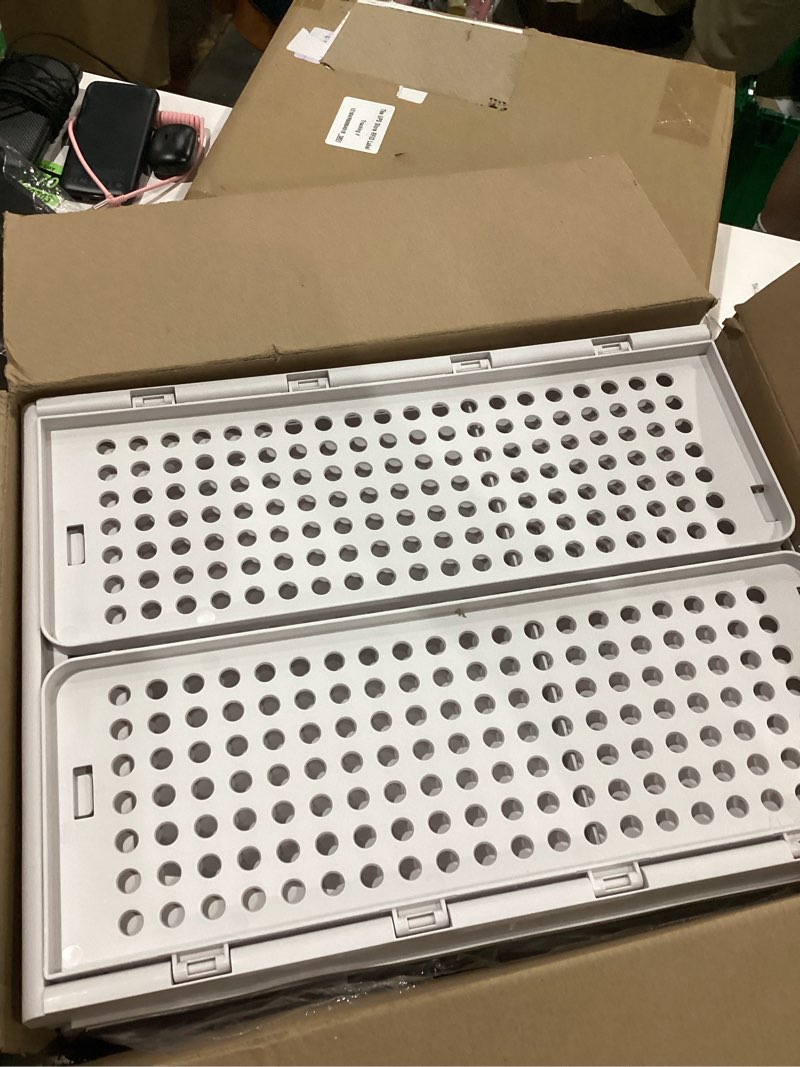 Condition photo showing Good Condition for SNSLXH 5 Pack Stackable Closet Storage Basket, Multifunctional & Foldable Closet Organizer for Bathroom Kitchen Laundry Room Wardrobe Storage, Space-Saving Clothes Storage Drawer Organizer, White White 5 Pack