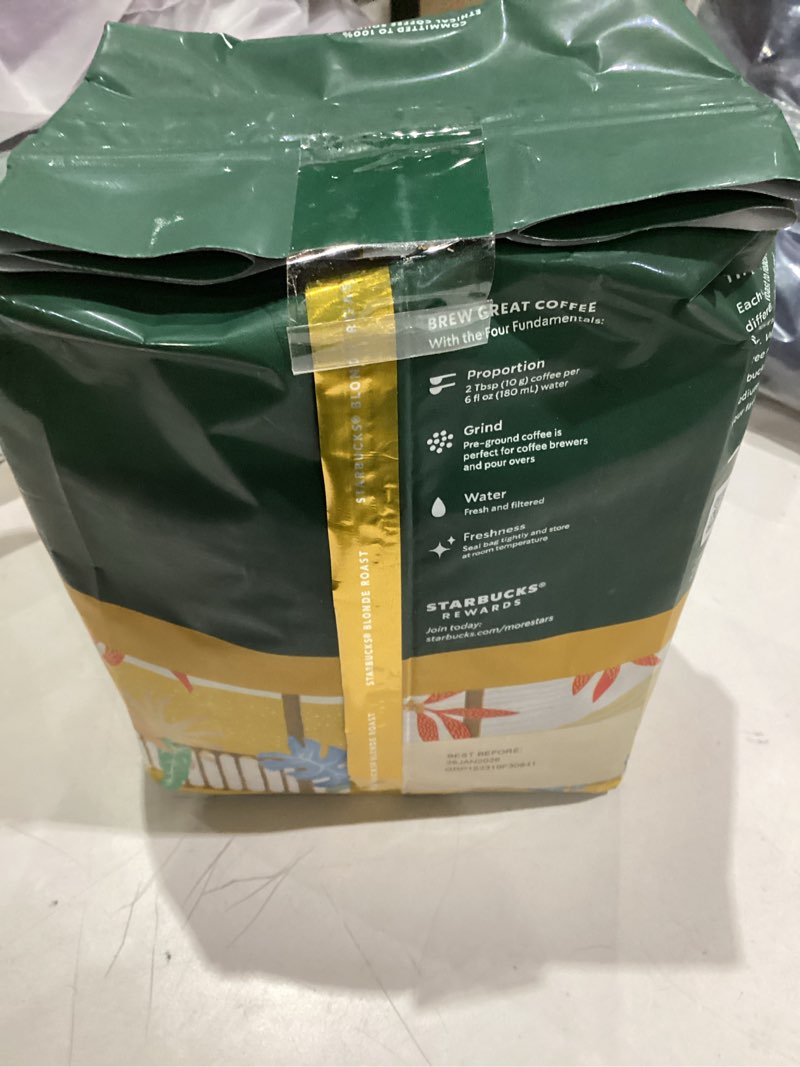 Condition photo showing As Is for Starbucks Ground Coffee, Starbucks Blonde Roast Coffee, Veranda Blend, 100% Arabica, 1 bag (28 oz) Veranda Blend 28 Ounce (Pack of 1)