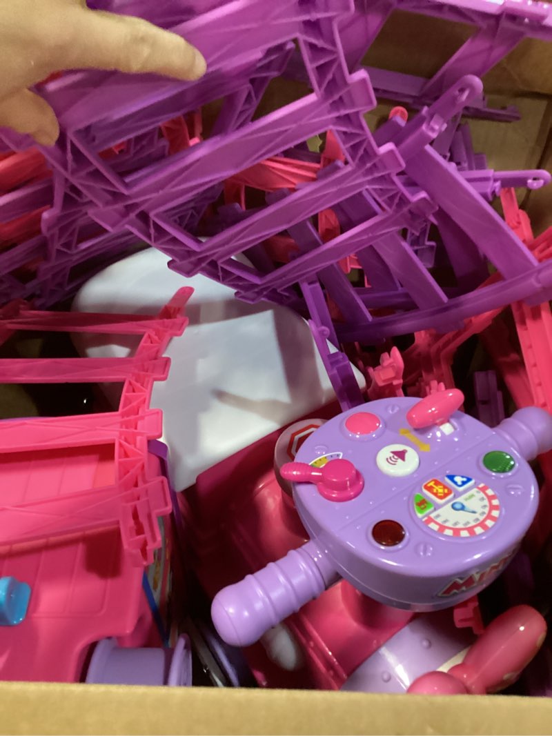 Condition photo showing As Is for Kiddieland Minnie Ride-On Train with Caboose and Track Large