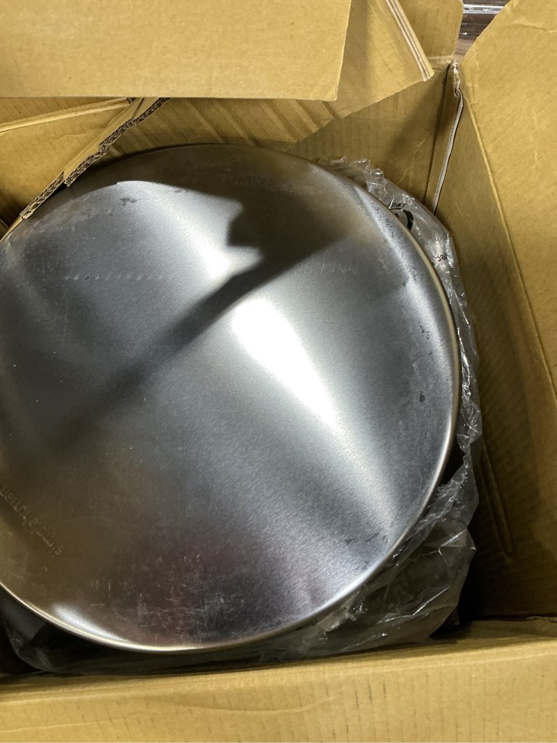 Condition photo showing As Is for simplehuman 30l round kitchen step trash can stainless steel with soft-close lid: indoor garbage can, 30 liter capacity