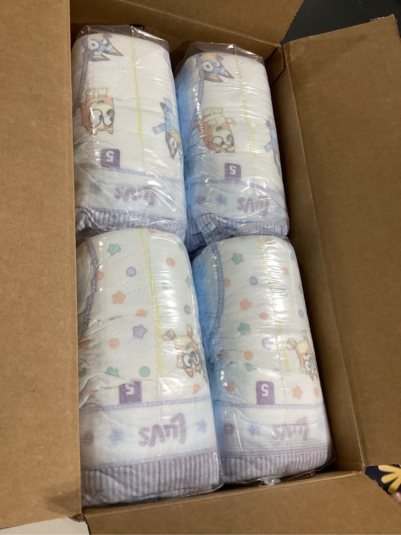 Condition photo showing Good Condition for luvs size 5 baby diapers, platinum protection bluey diapers for day & night,size 5 (27+ lb), 172 count size 5 172.0
