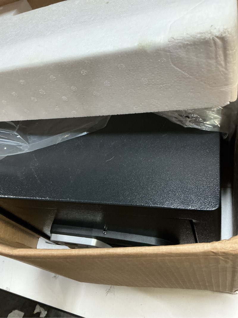 Condition photo showing As Is for 1.6 cuft safe box, home safes with fireproof waterproof bag, anti-theft safety box with digital keypad, smart alert system, spare keys, removable shelf, led light, personal document safe 1.6 cubic feet