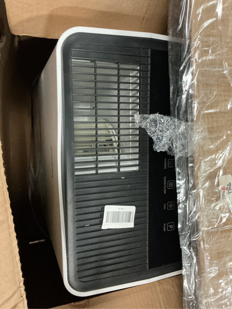 Condition photo showing As Is for mora mora by hisense 50 pint dehumidifier with water pump, for space upto 4,500 sq. ft at home, in basements and large rooms, energy star, quiet operation, washable filter, 2 years warranty 4,500 sq. ft /w pump