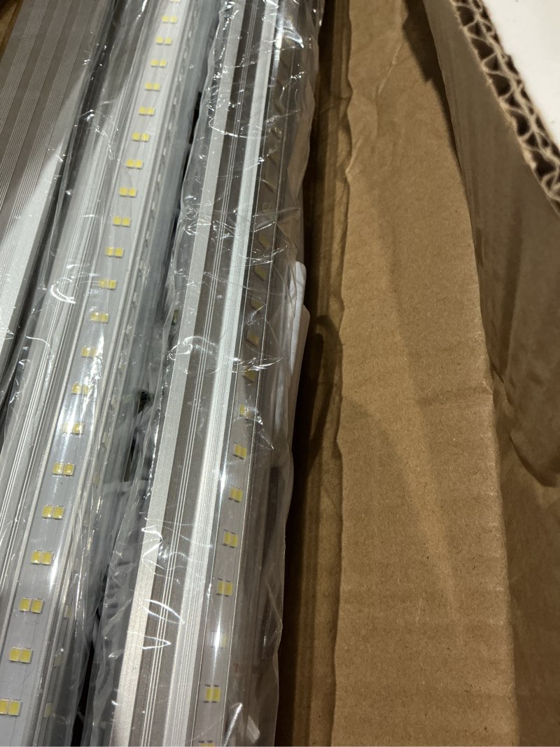 Condition photo showing As Is for xlnyuui led shop lights,4ft led light 50w 6500k 7000lm led daylight,garage light linkable clear cover integrated v-shape for garage warehouse workbench workshop(8-pack) 4ft 8pack