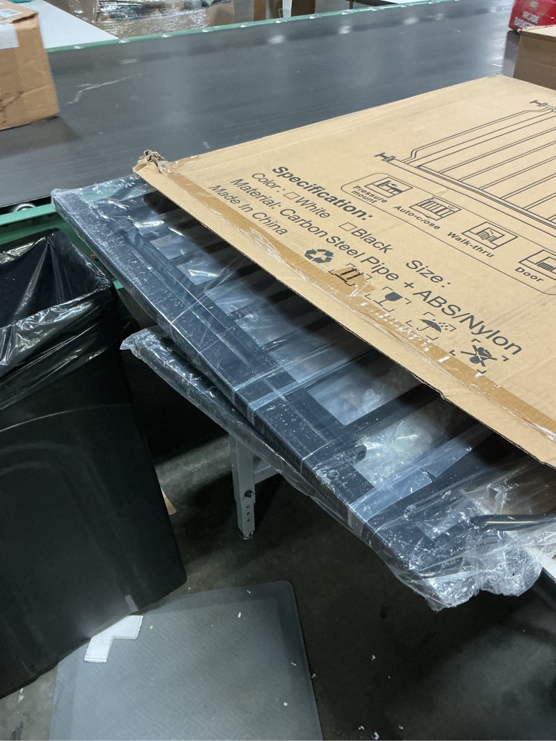 Condition photo showing Good Condition for allaibb extra wide pressure mounted baby gate walk through child kids safety toddler tension white long large pet dog gates with extension for doorways kitchen (57.48-62.20"/146-158cm, black) black 57.48-62.20"/146-158cm