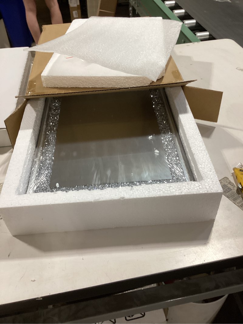 Condition photo showing New/Like New for 2 piece wall mirrors, crush diamond wall décor silver decorative mirrors for living room , bedroom, bathroom. (11”x15”) silver 11x15 inch (2 pack) rectangular