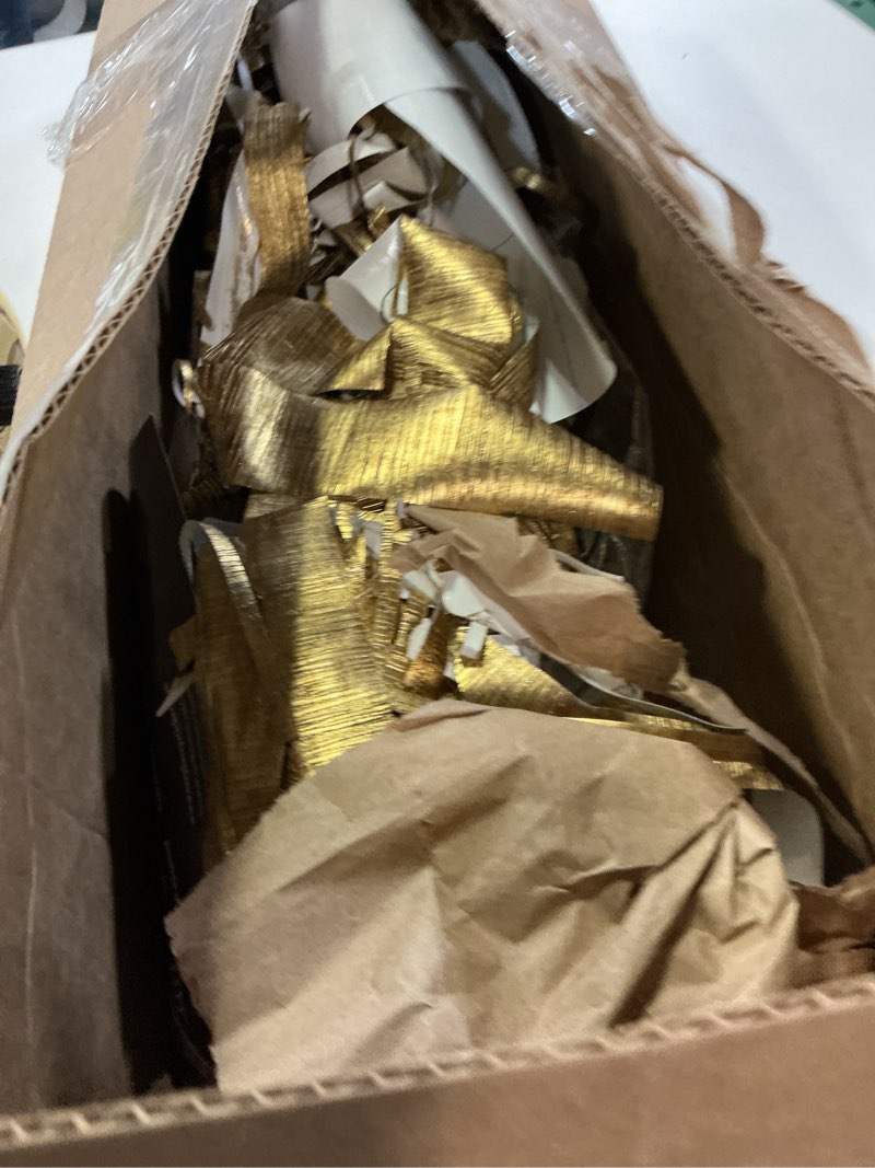Condition photo showing As Is for very berry sticker yellow gold peel and stick wallpaper (24" x 118") metallic contact paper for luxury home decor furniture & walls, renter friendly, self-adhesive, waterproof vinyl yellow gold 24" x 118"
