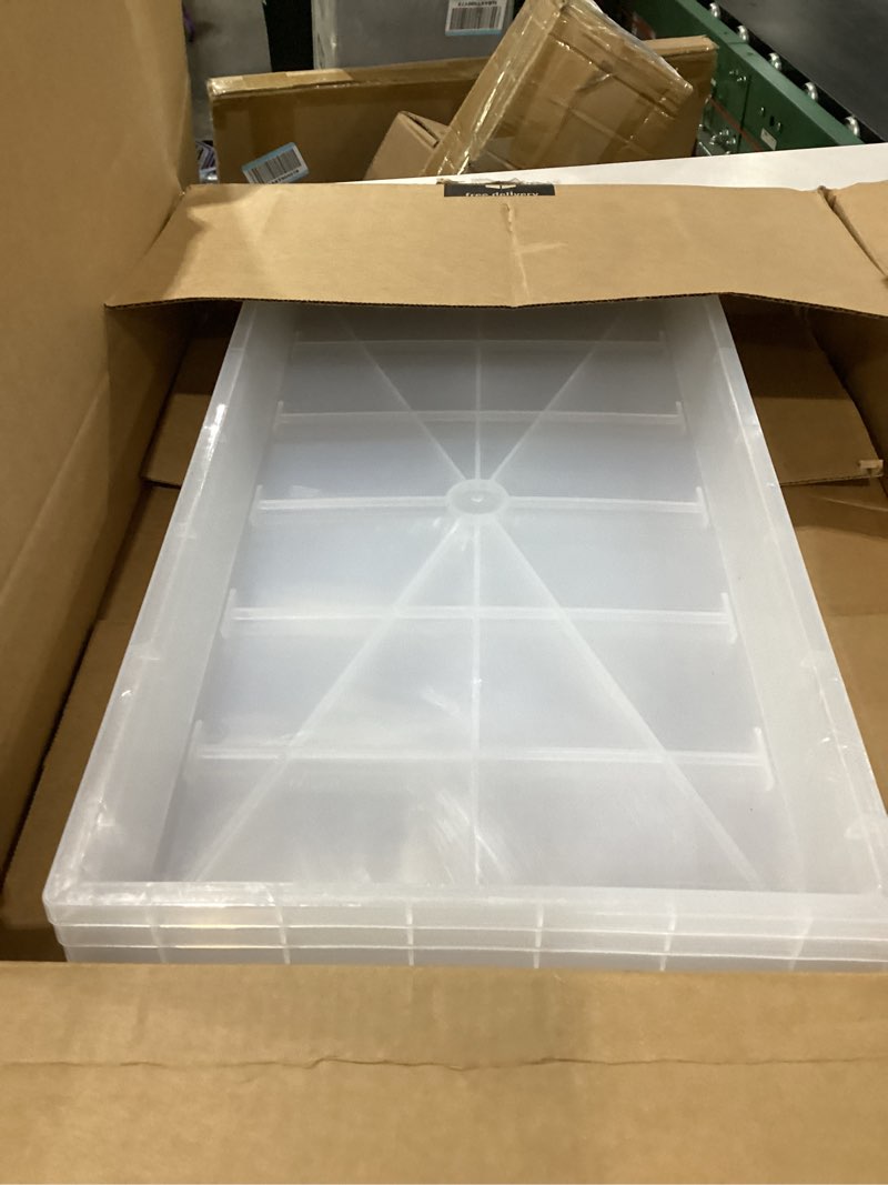 Condition photo showing As Is for rootrimmer 1020 nursery pot trays 5 pack, transparent plastic flat seed starter tray, durable square seedling starting tray for holding and carrying plant pots (clear) clear tp1020-5p